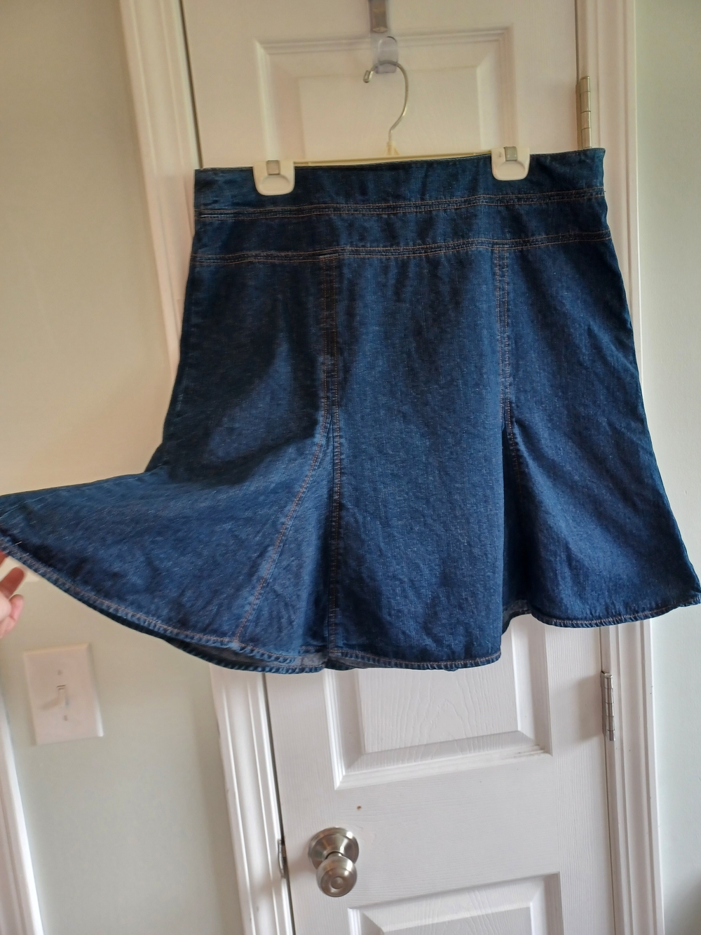 Country Cowgirl Chaps Dark Blue Denim Circle Flare MiniSkirt Sz 16